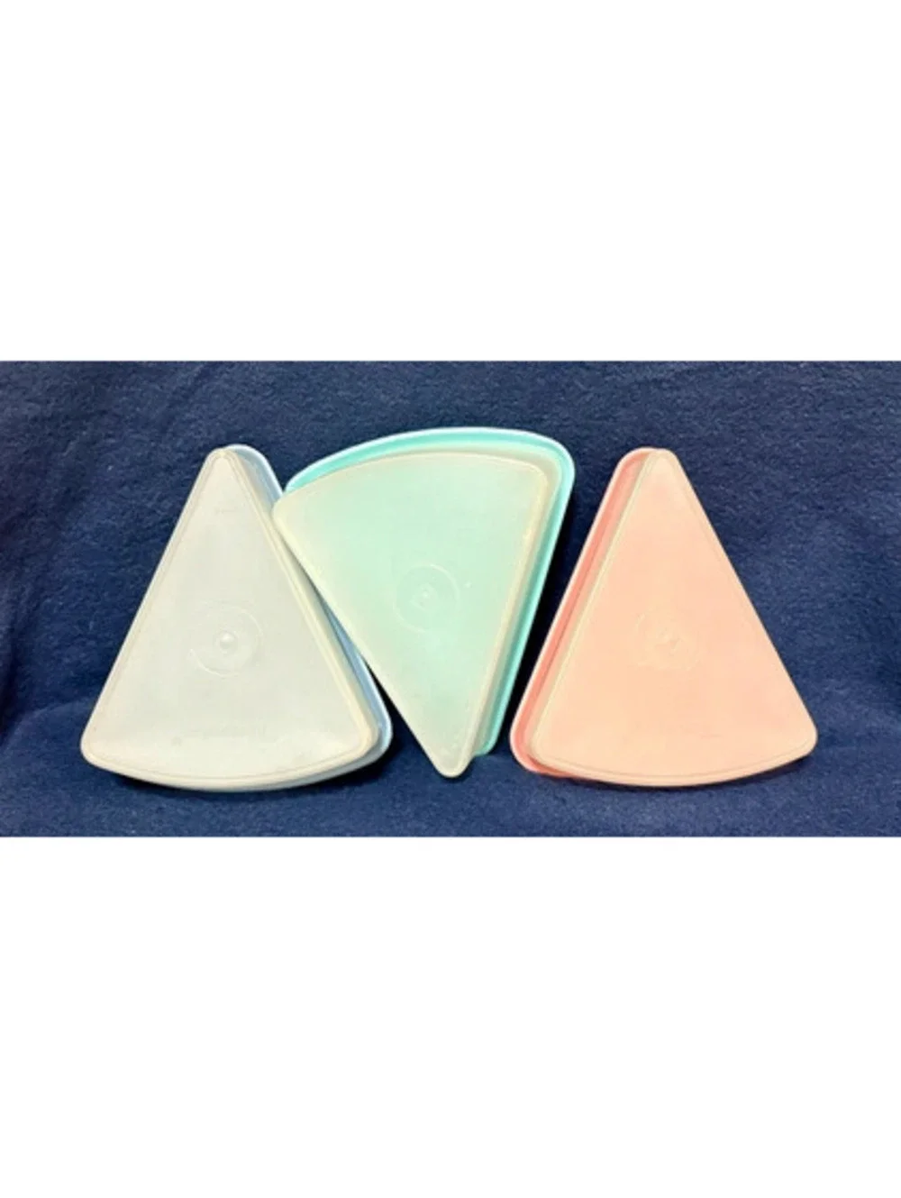 Set of 3 Vintage Tupperware Pie Slice Keeper Triangle Wedge Containers